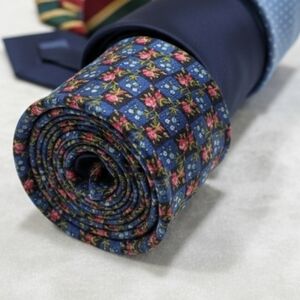 Valentino Vintage Silk Blue and Pink Floral Tie